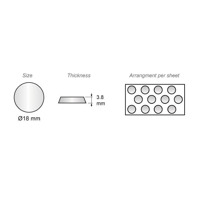 Tope de puerta de armario - autoadhesivo - 8x22mm - Negro - 30 piezas