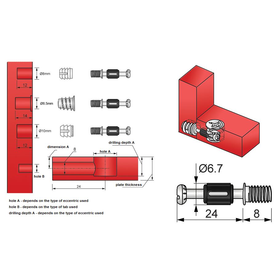 Pasador de espiga de 24 mm con rosca M6 - 1000 piezas (3) – Furnica