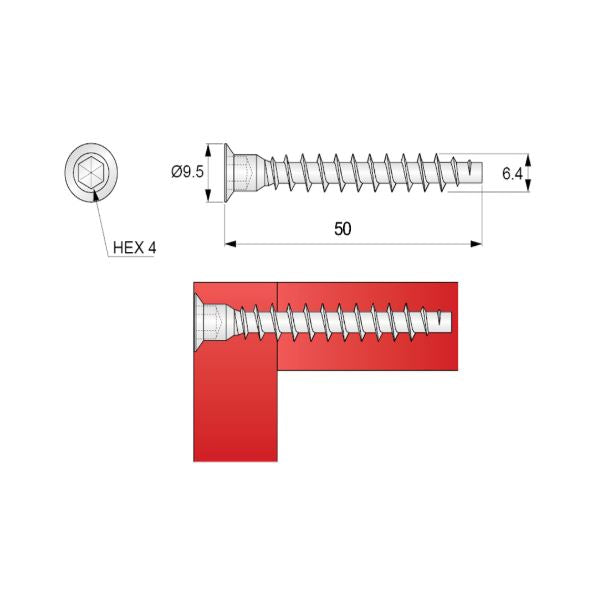 Confirmat Tornillos - 6.4x50mm (1000 piezas)