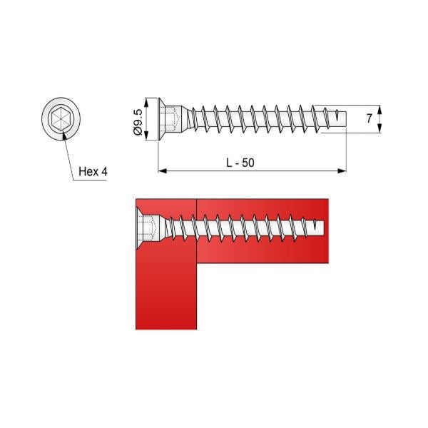 Confirmat Tornillo - 7.0x50mm