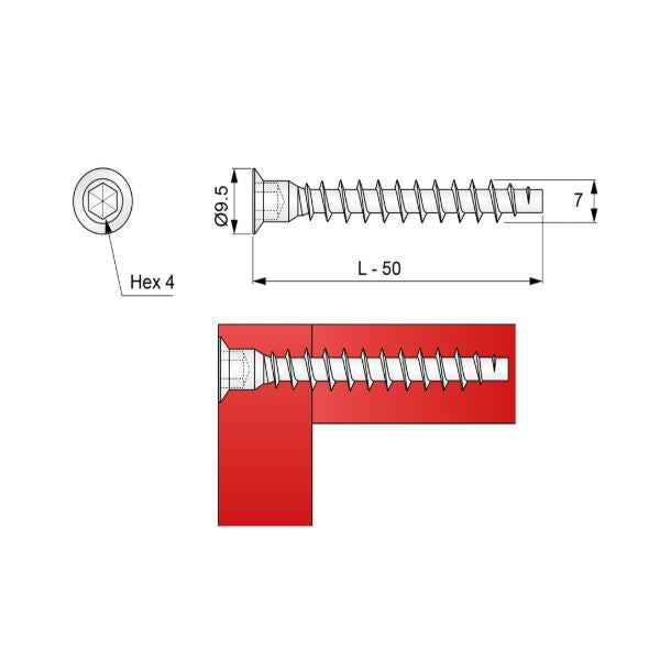 Confirmat Tornillos - 7.0x50mm (100 piezas)