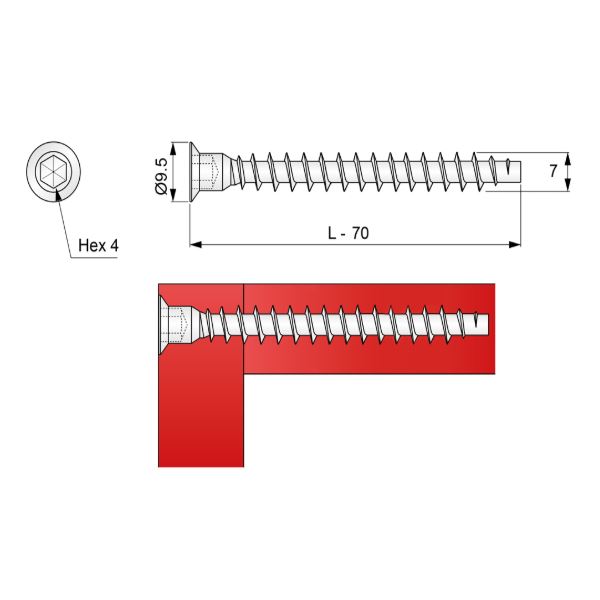 Confirmat Tornillos - 7.0x70mm (1000 piezas)