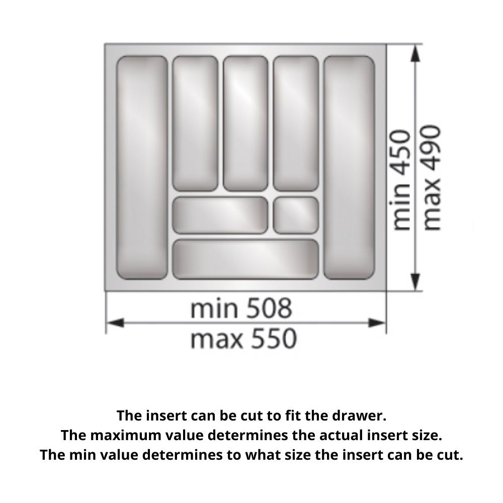 Cutlery Tray for Drawer, Cabinet Width: 600mm, Depth: 490mm - White Cutlery Tray NTP 