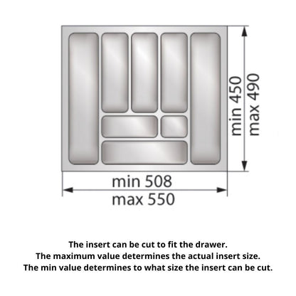 Cutlery Tray for Drawer, Cabinet Width: 600mm, Depth: 490mm - White Cutlery Tray NTP 