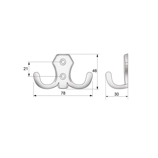 Doble gancho para toallas - Cromo WP02