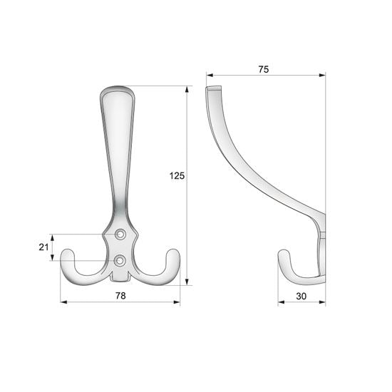 Percha triple para batas - Cromo WP03
