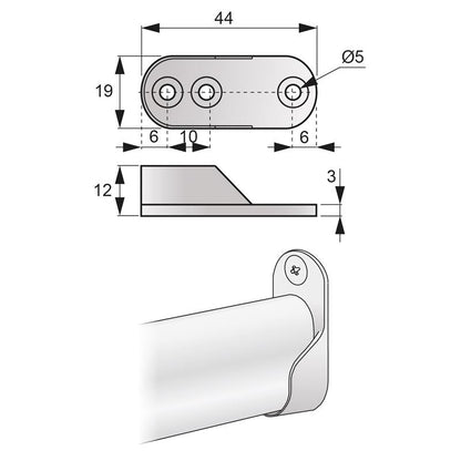 Accesorio para barra ovalada de 15x30mm, niquelado (2) – Furnica