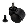 Rueda giratoria de plástico para muebles con pasador de montaje de 8 mm y funda - Ø50 mm