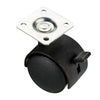 Rueda giratoria de plástico para muebles con placa de montaje y freno Ø50mm.