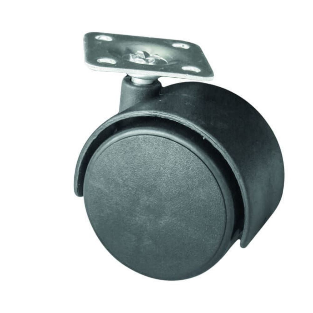 Rueda giratoria de plástico para muebles con placa de montaje Ø50mm – Furnica