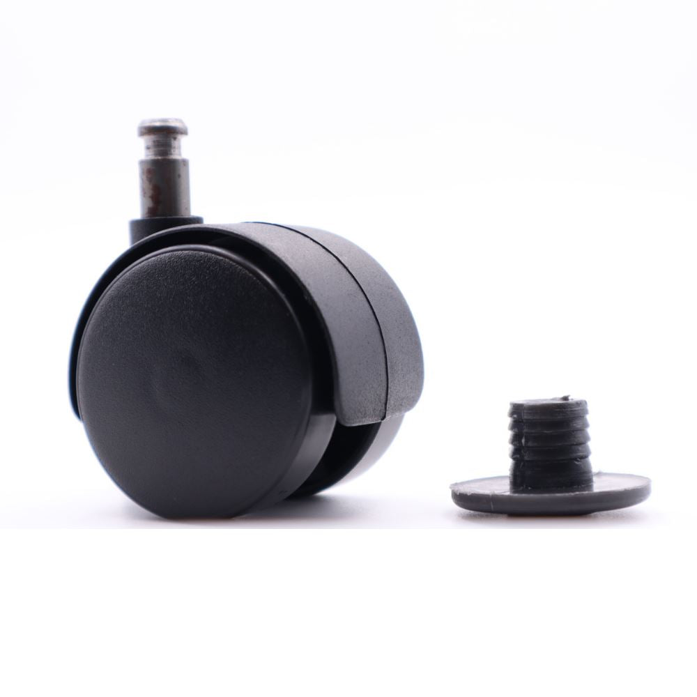 Rueda giratoria de plástico para muebles con pasador de montaje corto de 8 mm y funda - Ø40 mm – Furnica
