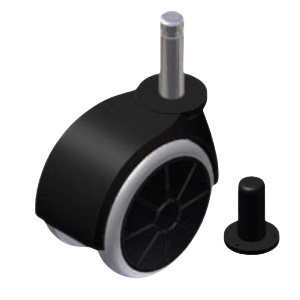 Rueda giratoria de goma para muebles con pasador de montaje de 8 mm y funda - Ø50 mm – Furnica