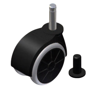Rueda giratoria de goma para muebles con pasador de montaje de 8 mm y funda - Ø50 mm