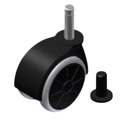 Rueda giratoria de goma para muebles con pasador de montaje de 8 mm y funda - Ø50 mm – Furnica