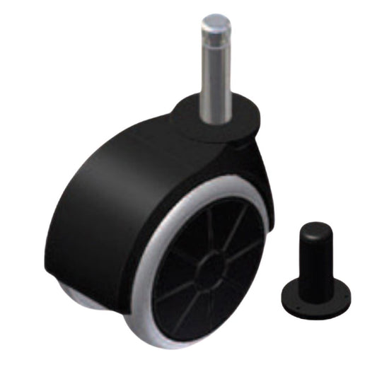 Rueda giratoria de goma para muebles con pasador de montaje de 8 mm y funda - Ø50 mm – Furnica
