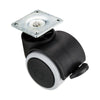 Rueda giratoria de goma para muebles con placa de montaje y freno Ø40mm.