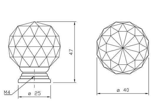 Perilla redonda de cristal con efecto de vidrio para gabinetes - Ø40mm - Cromo (2) – Furnica
