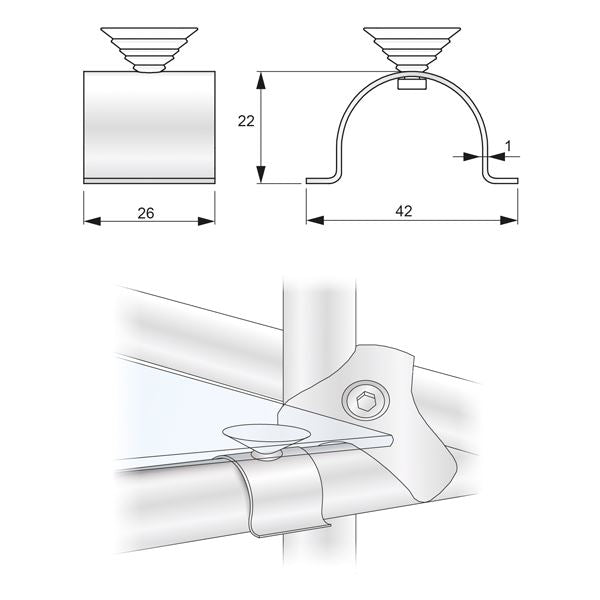 Soporte de estante de vidrio con ventosa, cromado