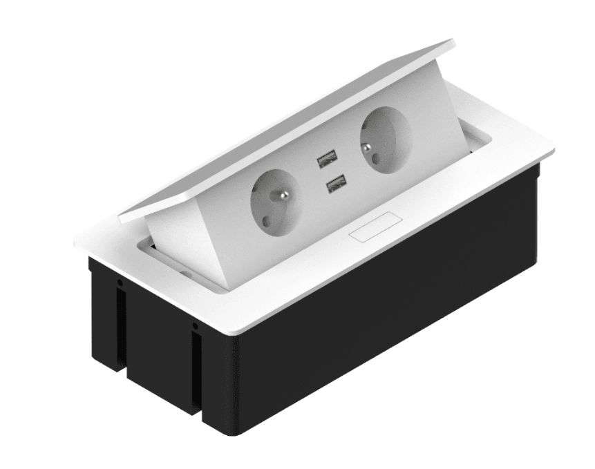 Kwadro - regleta de enchufes empotrable rectangular para escritorio