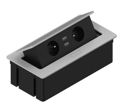Kwadro - regleta de enchufes empotrable rectangular para escritorio
