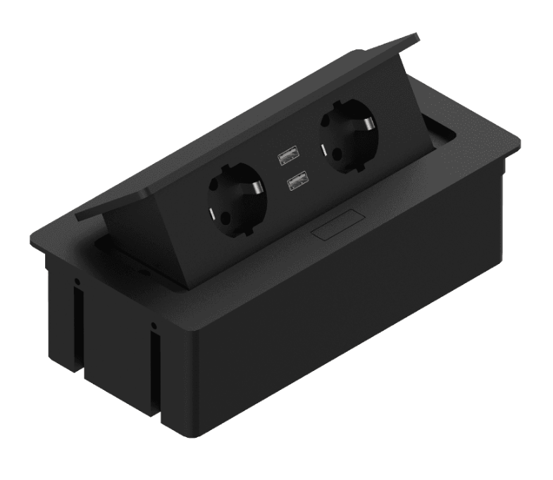 Kwadro - regleta de enchufes empotrable rectangular para escritorio