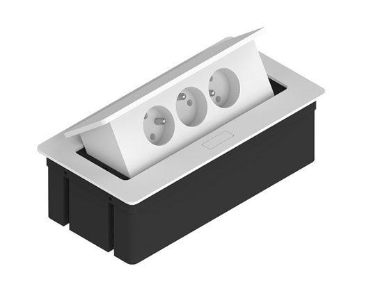 Kwadro - regleta de enchufes empotrable rectangular para escritorio (versión compacta)