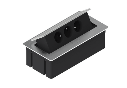 Kwadro - regleta de enchufes empotrable rectangular para escritorio (versión compacta)