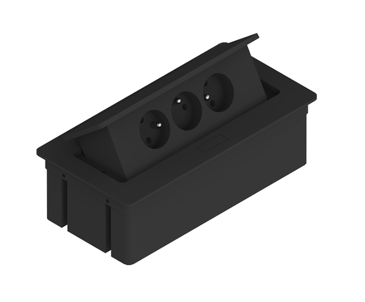 Kwadro - regleta de enchufes empotrable rectangular para escritorio (versión compacta)