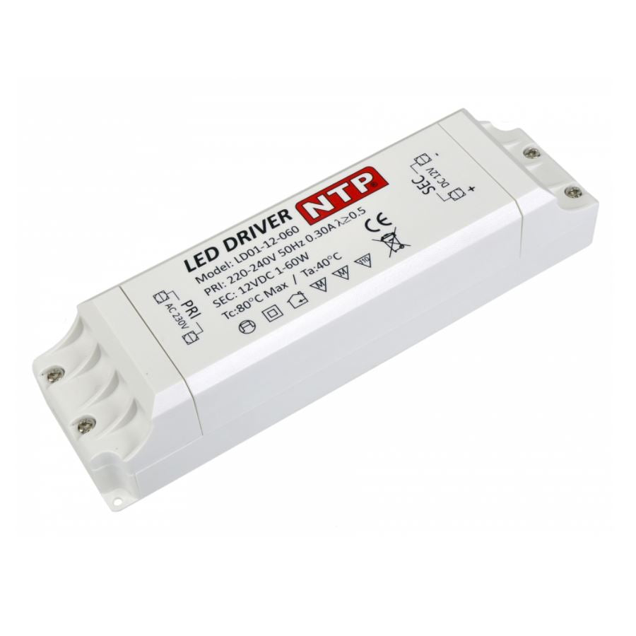 Fuente de alimentación para iluminación LED (sin cableado) – 60W se traduce al español como 60 vatios. – Furnica