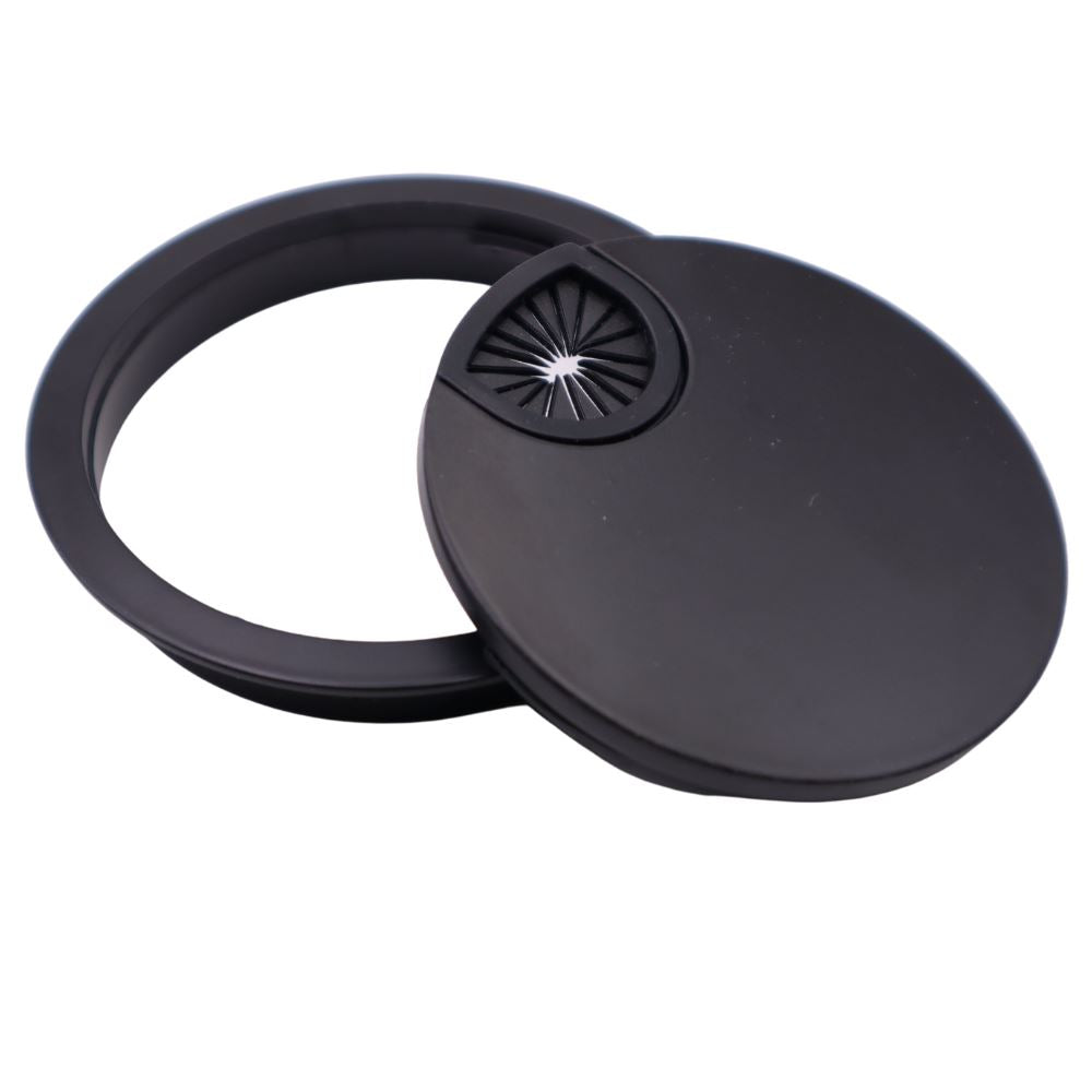 Pasacables de metal con orificio de goma - Negro mate Ø80mm (2) – Furnica