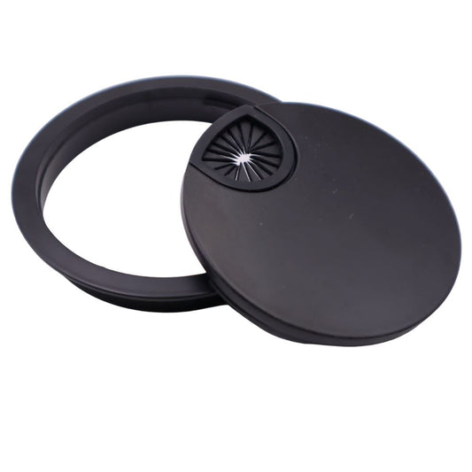 Pasacables de metal con orificio de goma - Negro mate Ø80mm (2) – Furnica