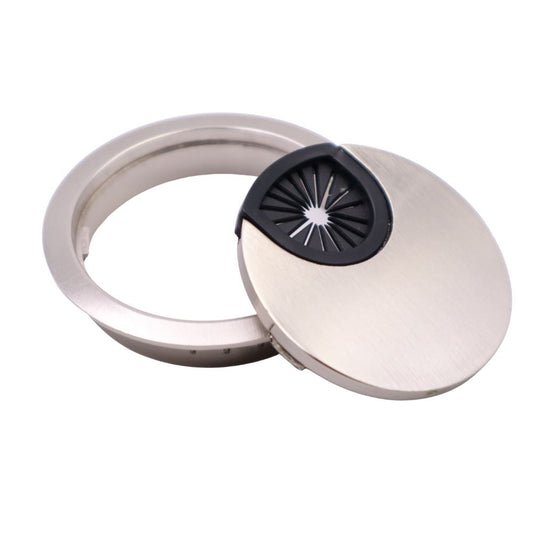 Pasacables de metal con agujero de goma - Acero cepillado Ø60mm (2) – Furnica