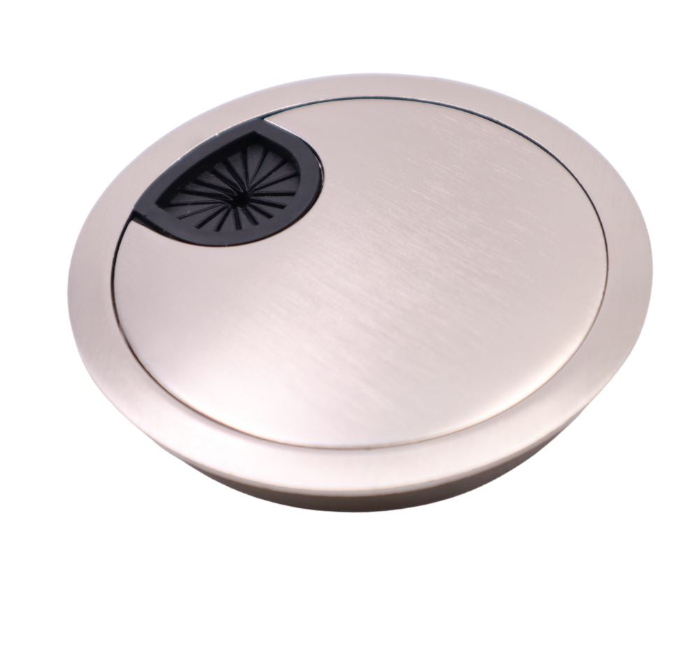 Pasacables de metal con agujero de goma - Acero cepillado Ø80mm – Furnica