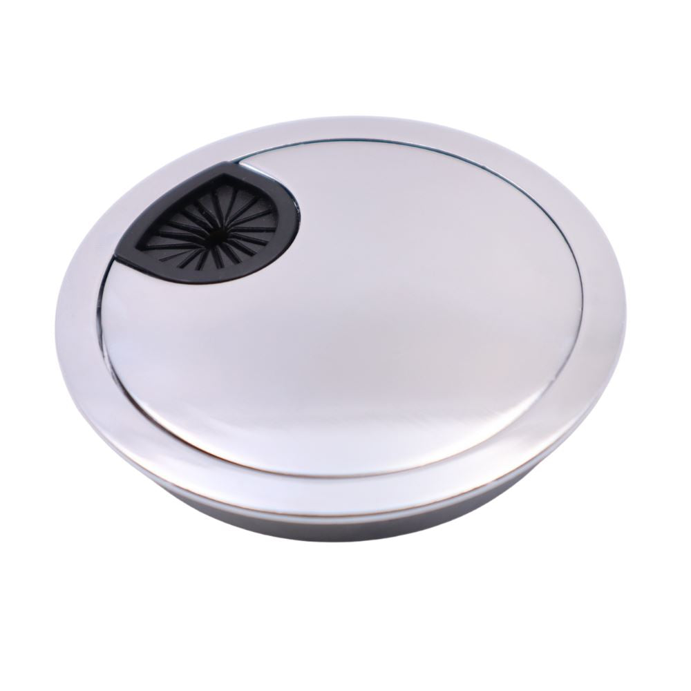 Pasacables de metal con orificio de goma - Cromado Ø80mm – Furnica