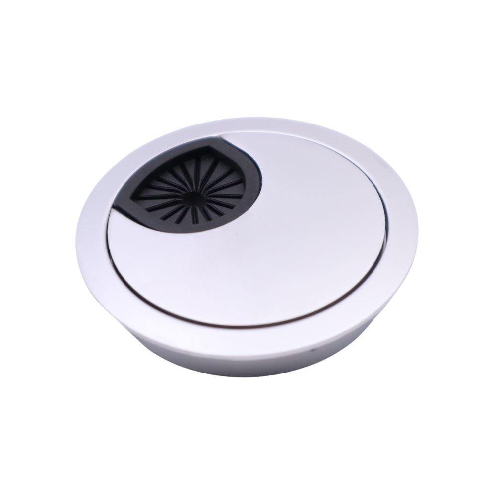 Pasacables de metal con orificio de goma - Plata Ø60mm – Furnica