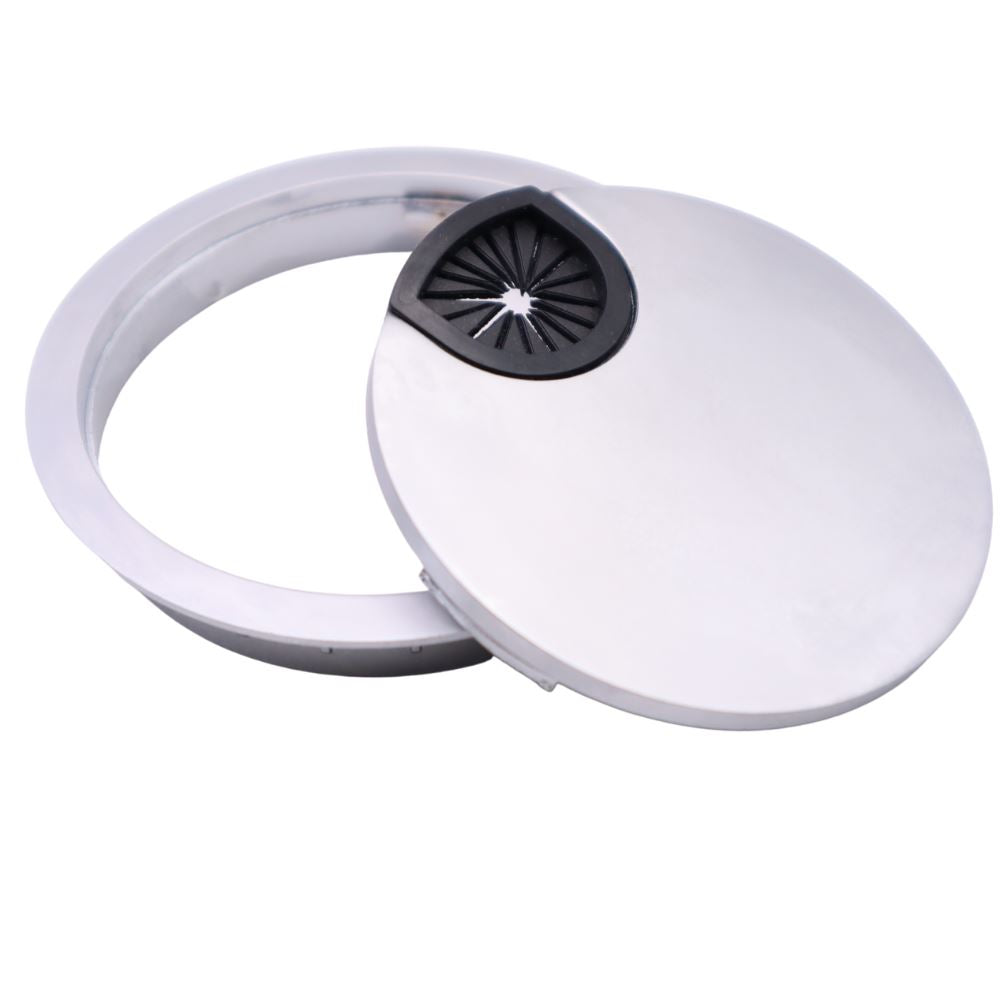 Pasacables de metal con orificio de goma - Plata Ø80mm (2) – Furnica
