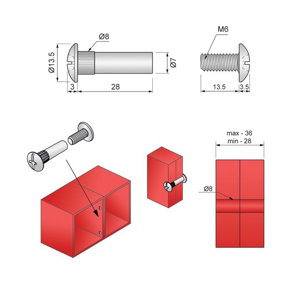 Fijación con tornillo Ø8 (2) – Furnica