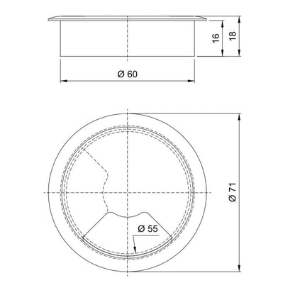 Pasacables de plástico Ø60mm, marrón claro (5) – Furnica