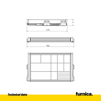 Estantería multifuncional extraíble para armario de 70 cm con cierre suave - Aluminio/Madera - Gris (2) – Furnica