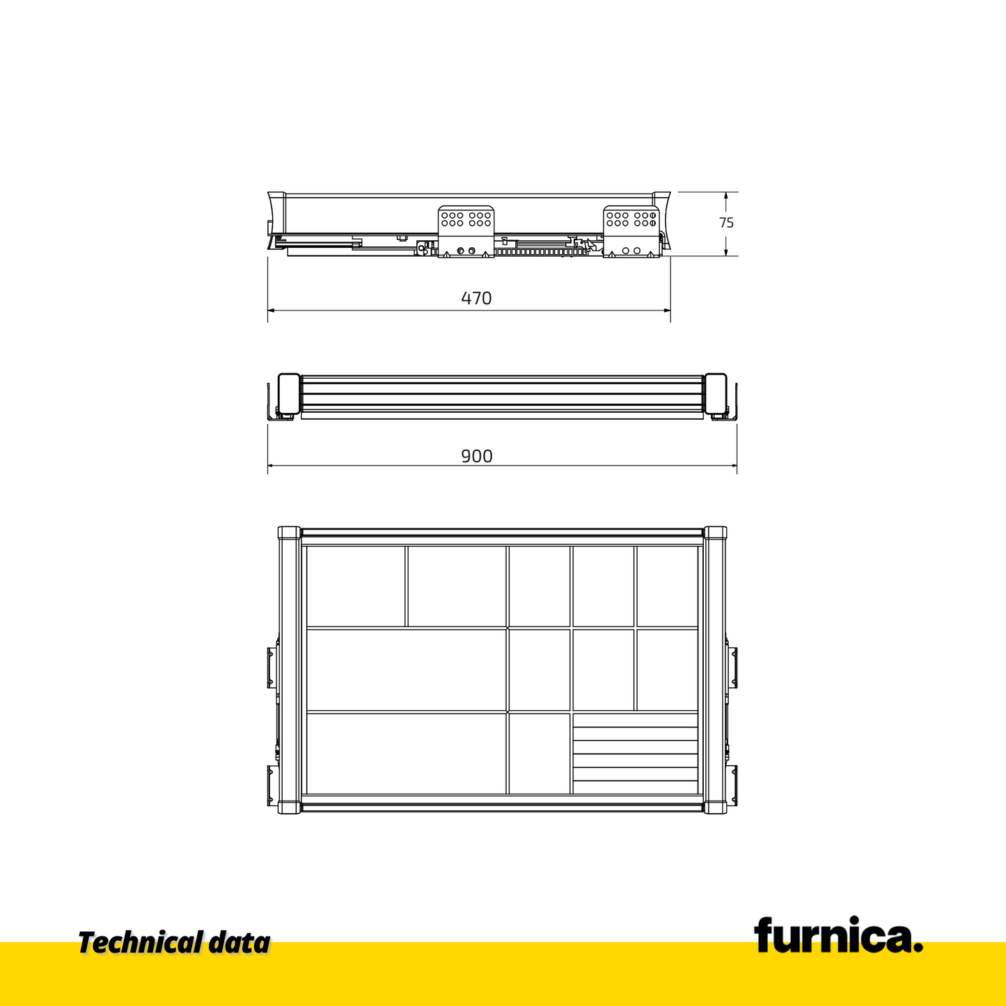 Estantería multifuncional extraíble para armario de 90 cm con cierre suave - Aluminio/Madera - Gris (2) – Furnica