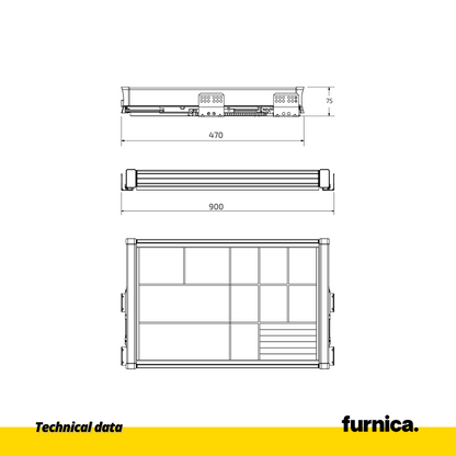 Estantería multifuncional extraíble para armario de 90 cm con cierre suave - Aluminio/Madera - Gris (2) – Furnica