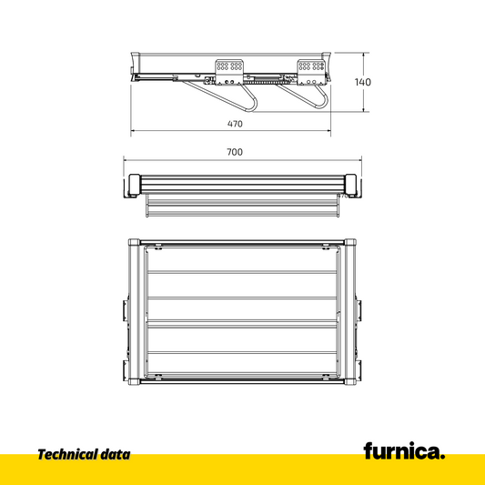 Estantería extraíble para zapatos de 70 cm con cierre suave - Cromo/Aluminio - Gris (2) – Furnica