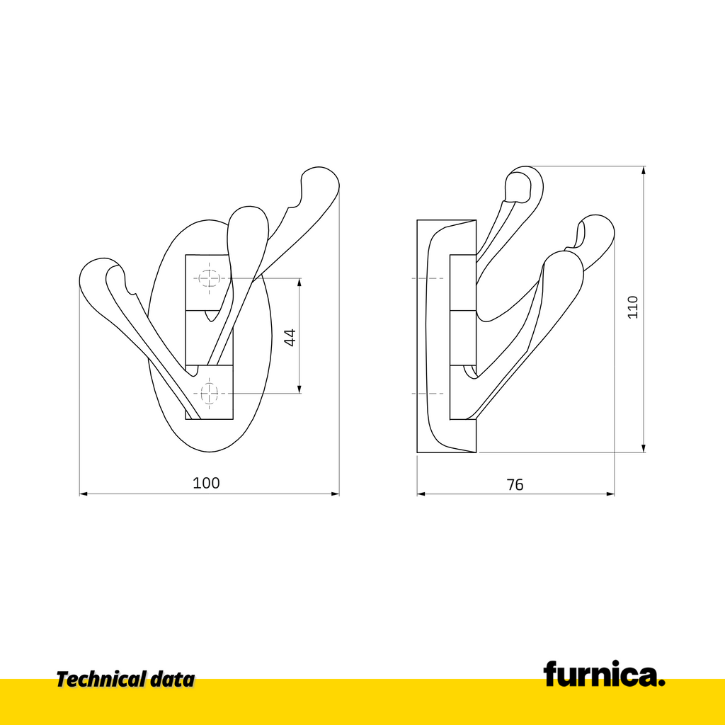 Gancho triple moderno para perchas - Cromo