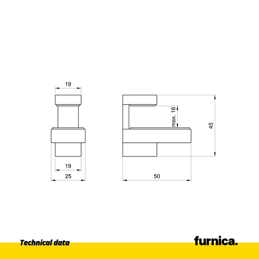 Soporte de vidrio y plato en forma de L - pequeño - satinado (2) – Furnica
