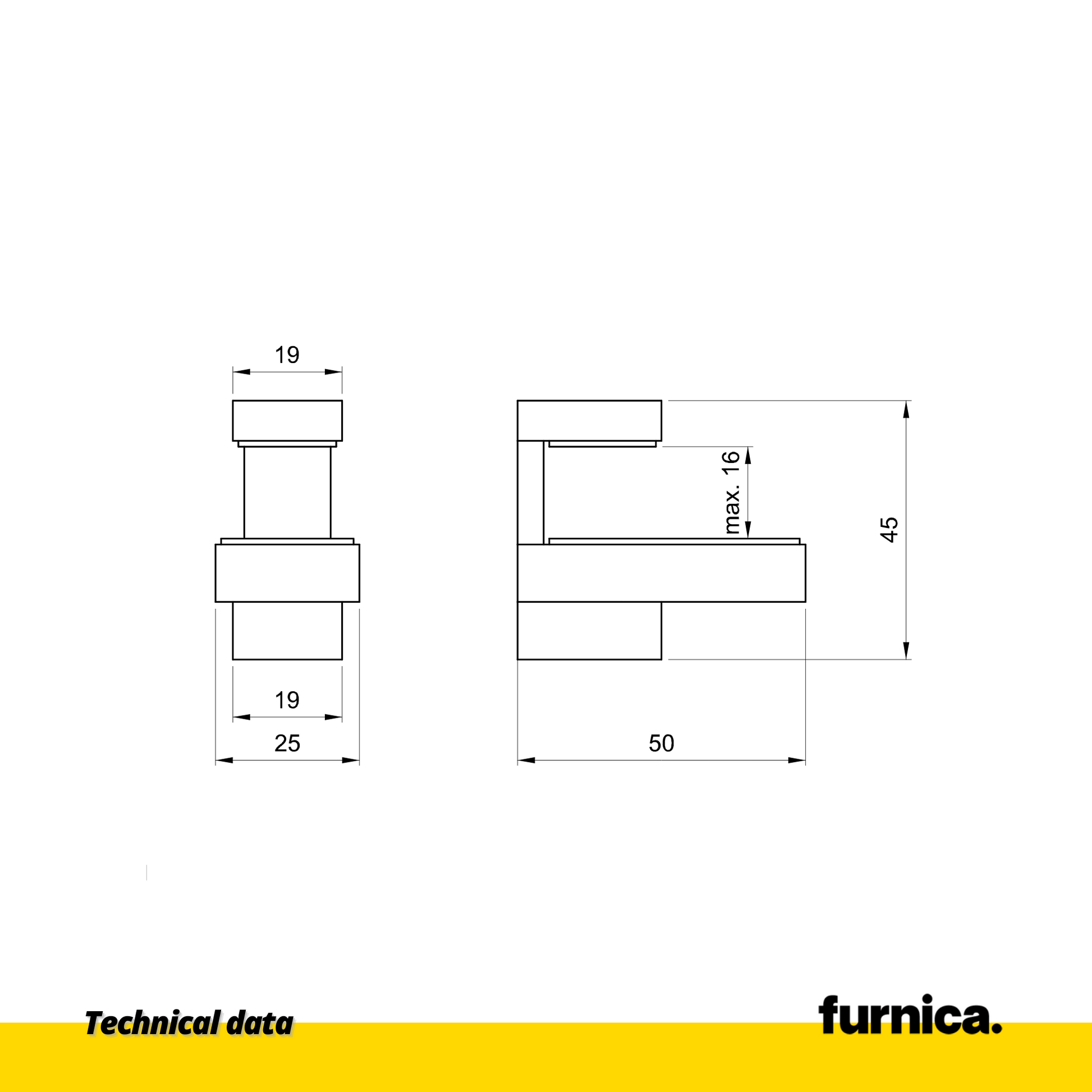 Soporte de vidrio y plato en forma de L - pequeño - acero inoxidable (2) – Furnica