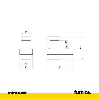 Soporte de vidrio y plato en forma de L - pequeño - acero inoxidable (2) – Furnica