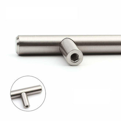 Tirador de muebles en forma de T de 128 mm (longitud total de 200 mm) en acero cepillado/níquel (3) – Furnica
