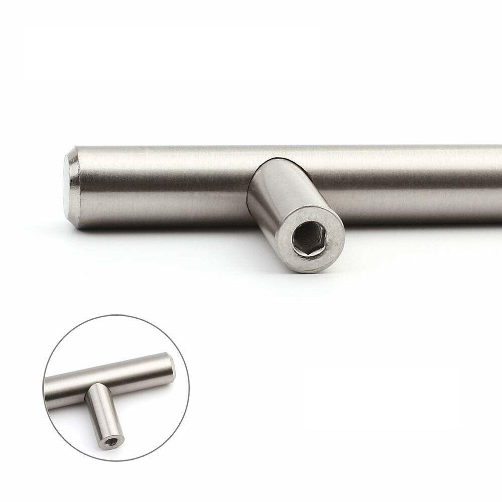Tirador de muebles en forma de T de 256 mm (longitud total de 400 mm) de acero cepillado/níquel (3) – Furnica
