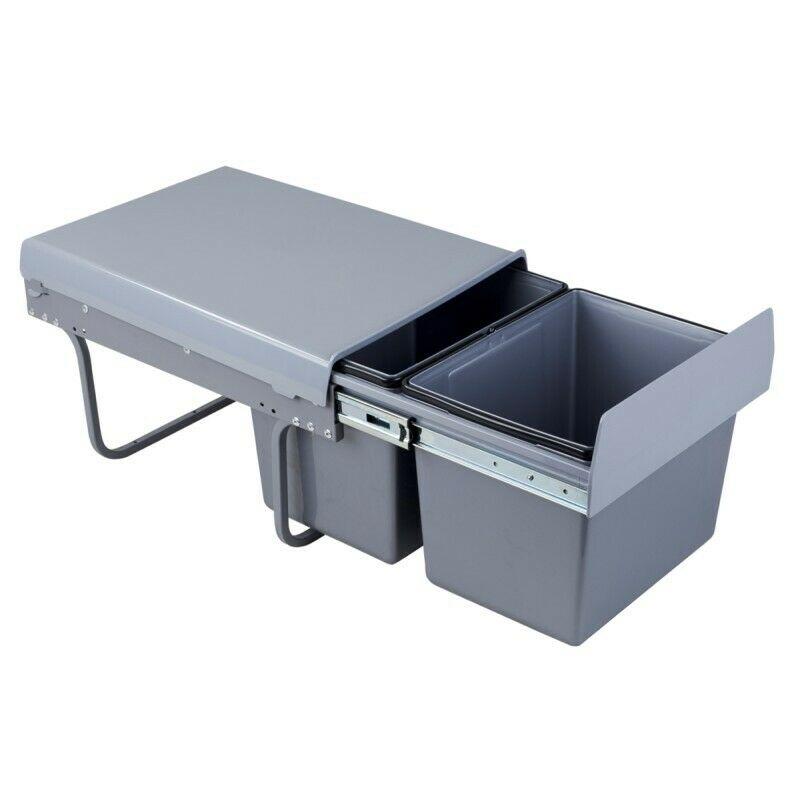 Cubo de basura extraíble para cocina - 2x15L - Armario de 400mm – Furnica