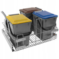 Cubo de basura extraíble para cocina con cierre suave de 3 x 10L - Armario de 600mm